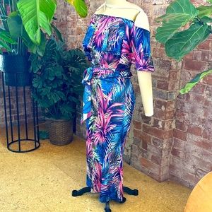 NWT Maxi Tropical Print Dress [S]